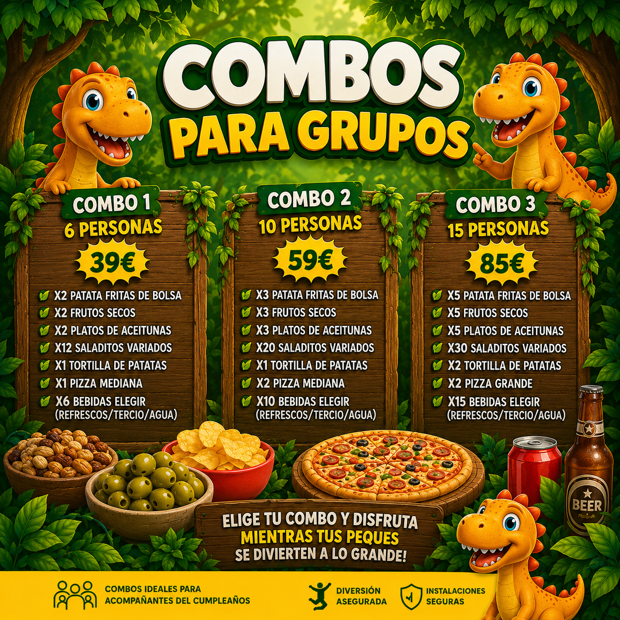 Menú para grupos en orihuela wild jump